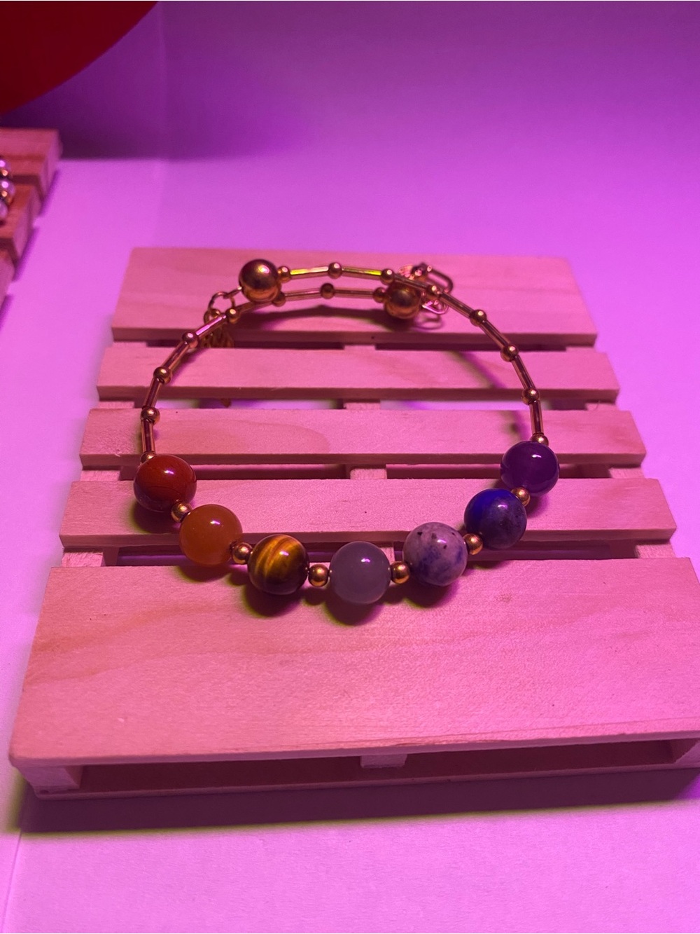 Gold-Tone Multicolor Beaded Bracelet